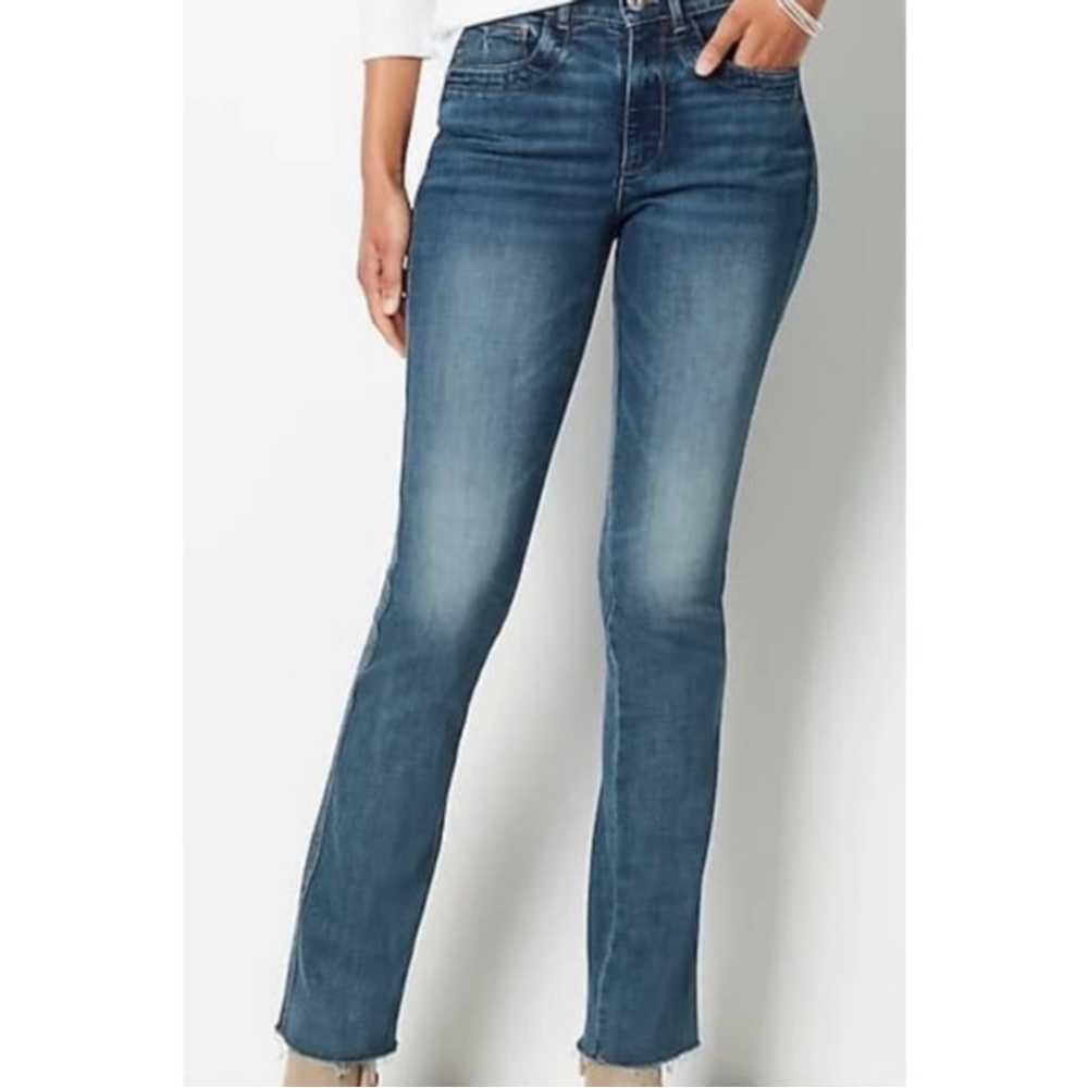 J Jill High‎ Rise Boot Cut Jeans Raw Hem Women's 2 Petite 0329